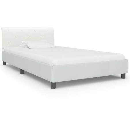 Cadre de lit sans matelas blanc similicuir 90x200 cm