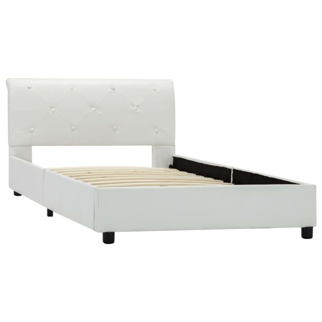 Cadre de lit sans matelas blanc similicuir 90x200 cm