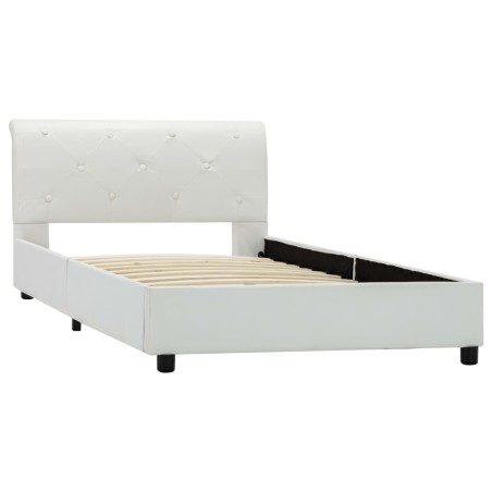 Cadre de lit sans matelas blanc similicuir 90x200 cm
