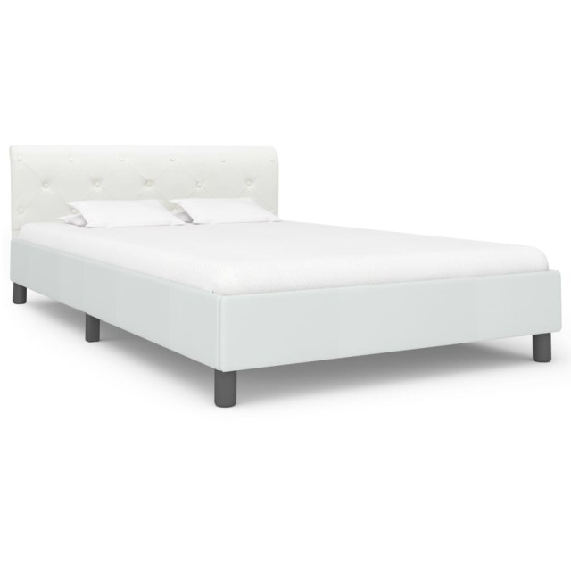 Cadre de lit sans matelas blanc similicuir 120x200 cm