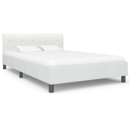 Cadre de lit sans matelas blanc similicuir 120x200 cm