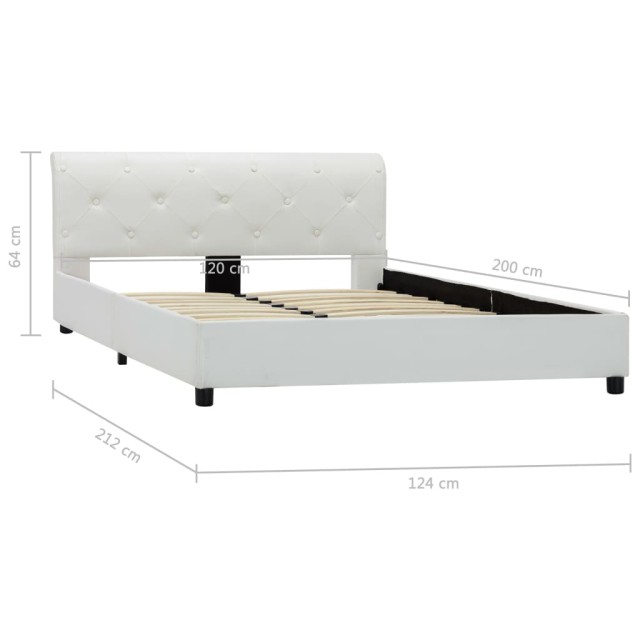 Cadre de lit sans matelas blanc similicuir 120x200 cm