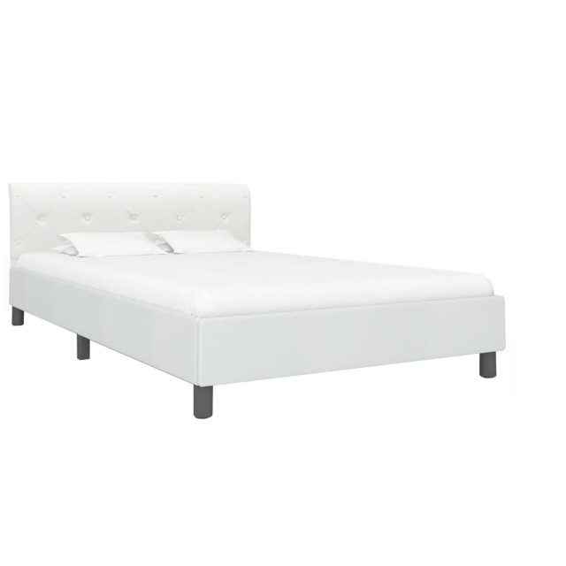 Cadre de lit sans matelas blanc similicuir 140x200 cm