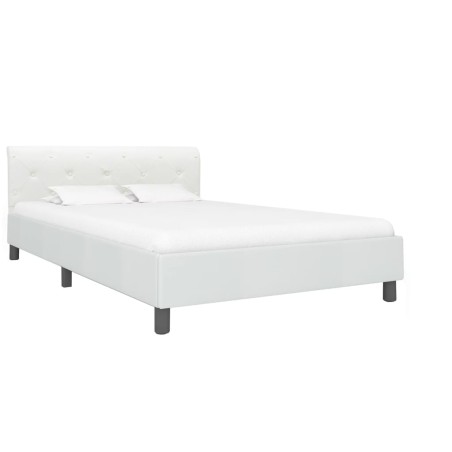 Cadre de lit sans matelas blanc similicuir 140x200 cm