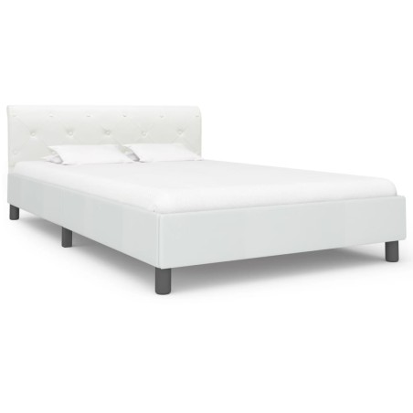 Cadre de lit sans matelas blanc similicuir 140x200 cm