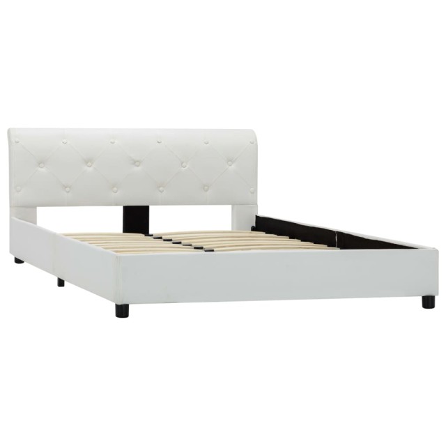 Cadre de lit sans matelas blanc similicuir 140x200 cm