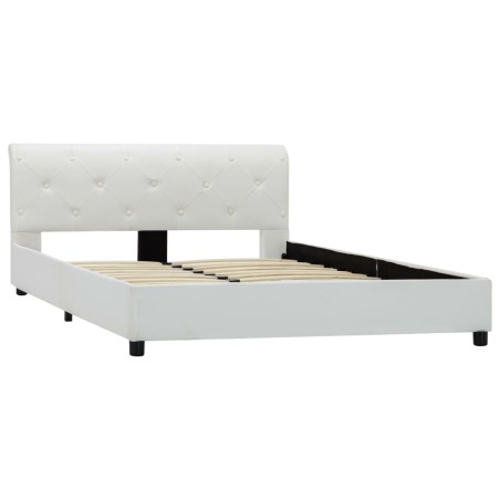 Cadre de lit sans matelas blanc similicuir 140x200 cm