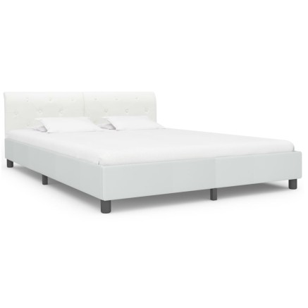 Cadre de lit sans matelas blanc similicuir 160x200 cm 2