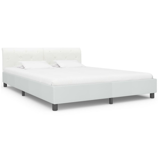 Cadre de lit sans matelas blanc similicuir 160x200 cm