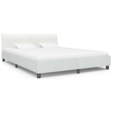 Cadre de lit sans matelas blanc similicuir 160x200 cm