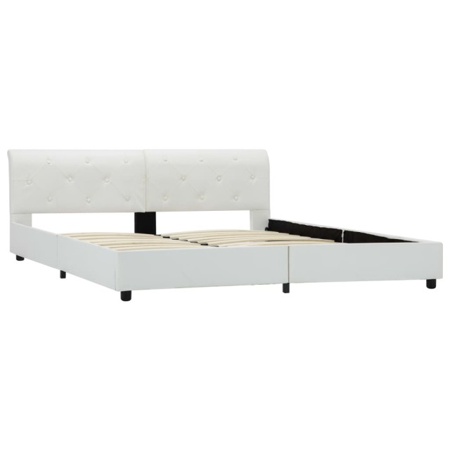 Cadre de lit sans matelas blanc similicuir 160x200 cm