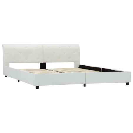 Cadre de lit sans matelas blanc similicuir 160x200 cm