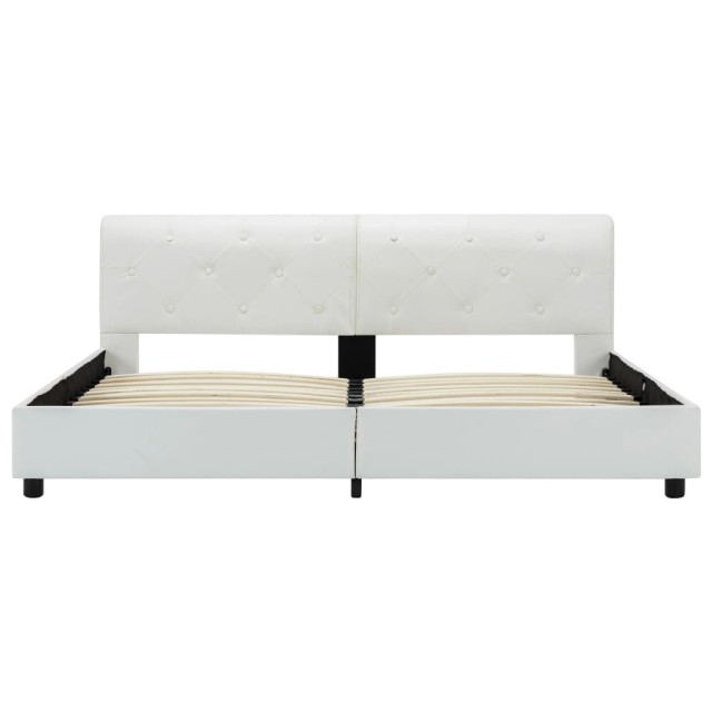 Cadre de lit sans matelas blanc similicuir 160x200 cm