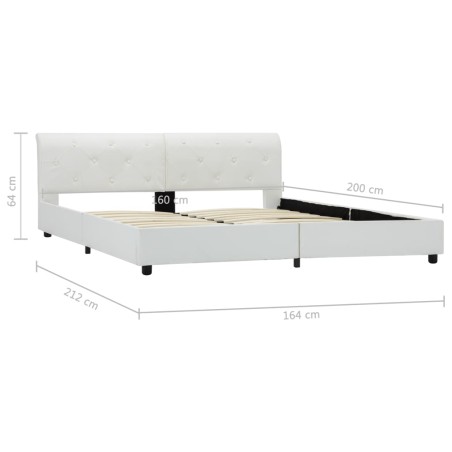Cadre de lit sans matelas blanc similicuir 160x200 cm