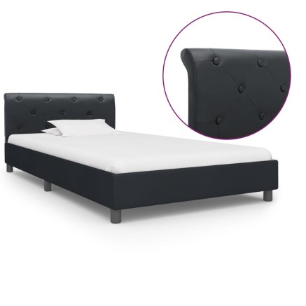 Cadre de lit sans matelas noir similicuir 90x200 cm