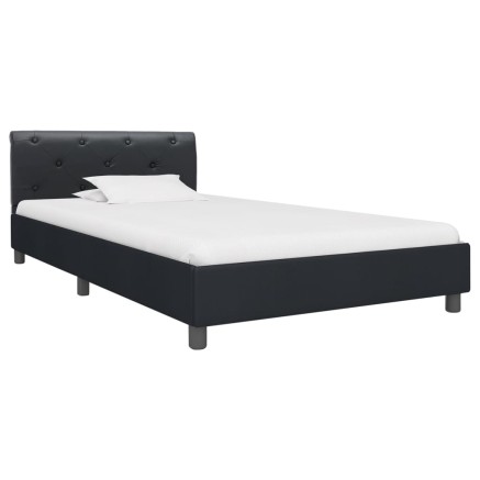 Cadre de lit sans matelas noir similicuir 90x200 cm 2