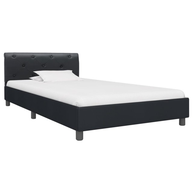Cadre de lit sans matelas noir similicuir 90x200 cm