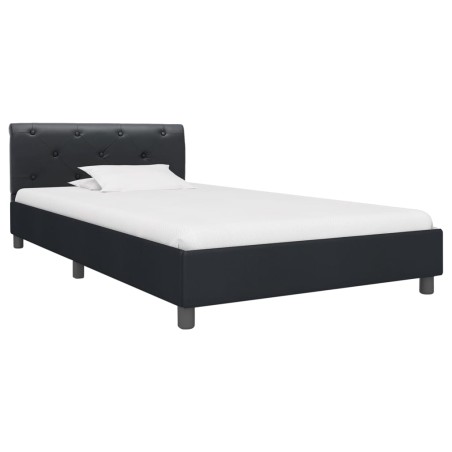 Cadre de lit sans matelas noir similicuir 90x200 cm