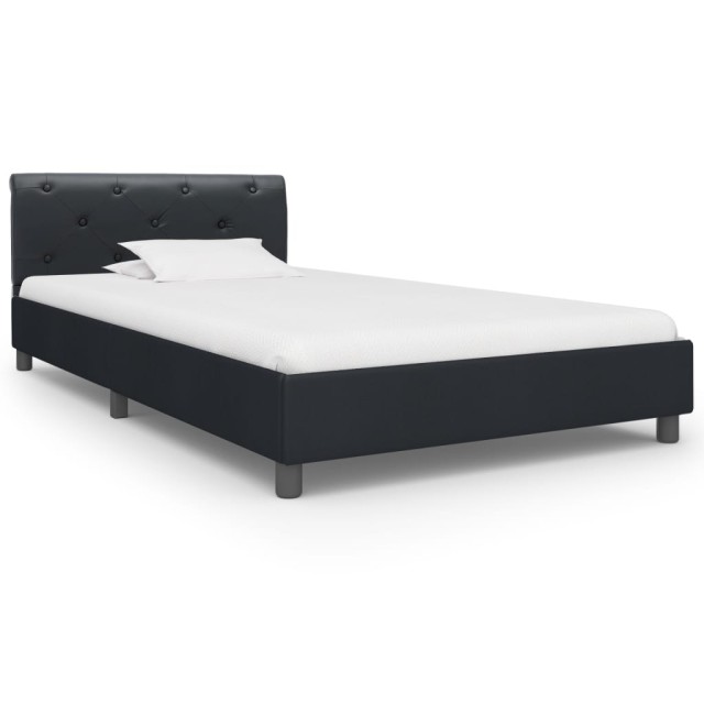 Cadre de lit sans matelas noir similicuir 90x200 cm