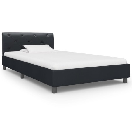 Cadre de lit sans matelas noir similicuir 90x200 cm