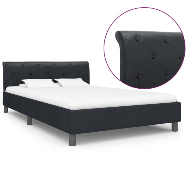 Cadre de lit sans matelas noir similicuir 120x200 cm
