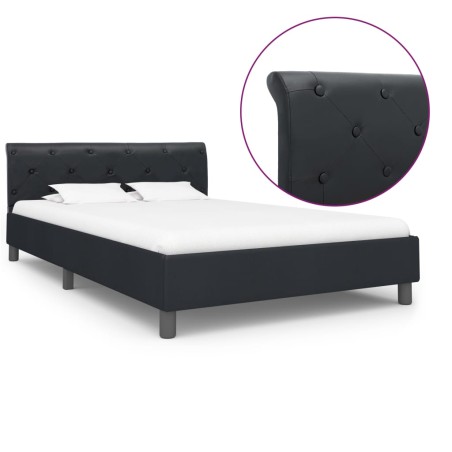 Cadre de lit sans matelas noir similicuir 120x200 cm