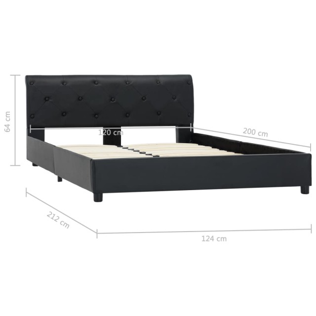 Cadre de lit sans matelas noir similicuir 120x200 cm