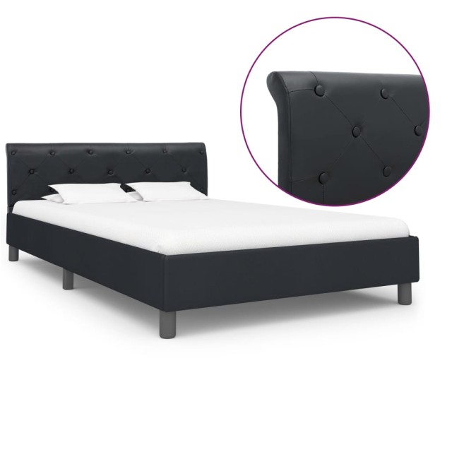 Cadre de lit sans matelas noir similicuir 140x200 cm