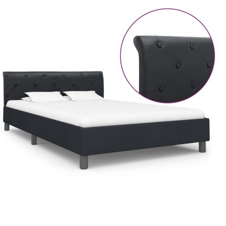 Cadre de lit sans matelas noir similicuir 140x200 cm