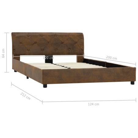 Cadre de lit sans matelas marron similicuir daim 120x200 cm