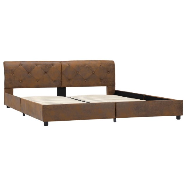 Cadre de lit sans matelas marron similicuir daim 160x200 cm
