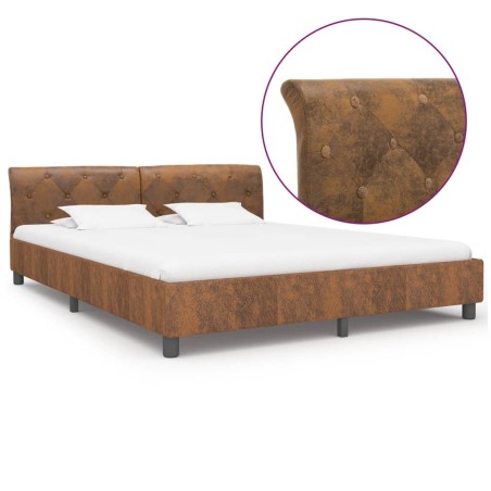 Cadre de lit sans matelas marron similicuir daim 180x200 cm