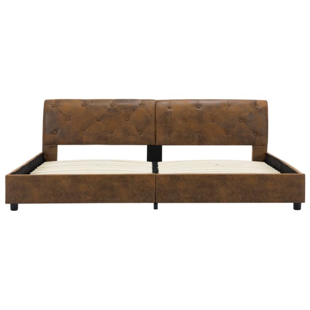 Cadre de lit sans matelas marron similicuir daim 180x200 cm