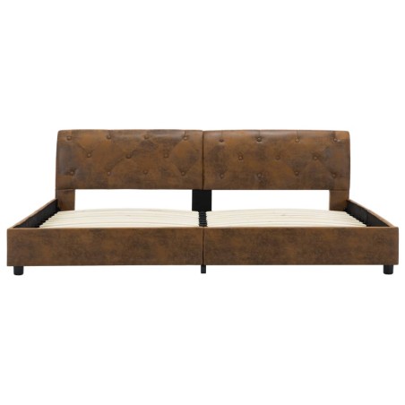Cadre de lit sans matelas marron similicuir daim 180x200 cm