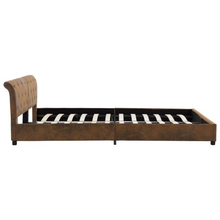 Cadre de lit sans matelas marron similicuir daim 180x200 cm