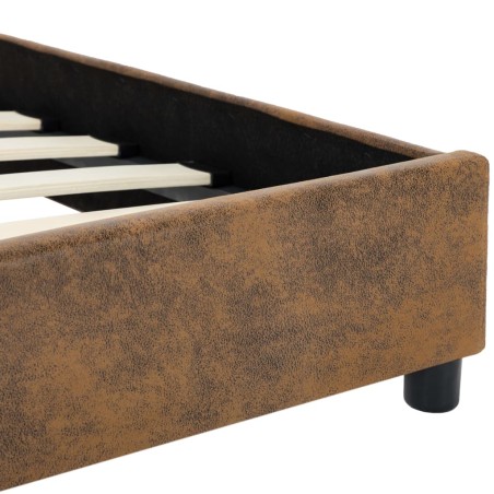 Cadre de lit sans matelas marron similicuir daim 180x200 cm