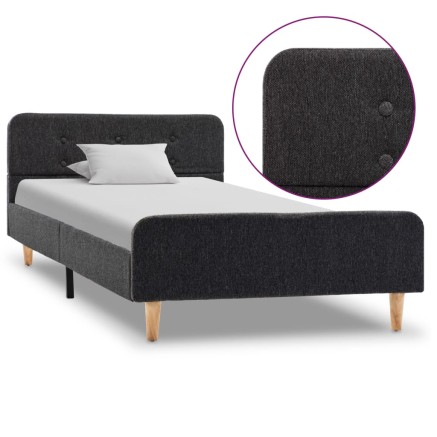 Cadre de lit gris foncé jute 90x200 cm