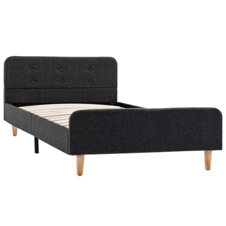 Cadre de lit gris foncé jute 90x200 cm