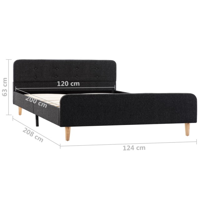 Cadre de lit Gris foncé Jute 120 x 200 cm