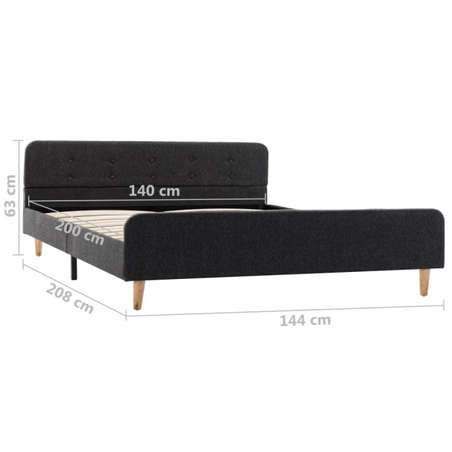 Cadre de lit Gris foncé Jute 140 x 200 cm