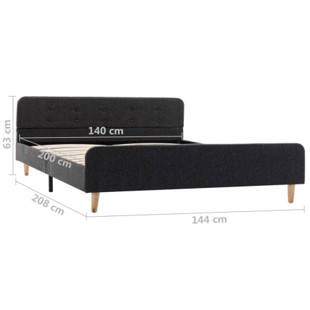 Cadre de lit Gris foncé Jute 140 x 200 cm