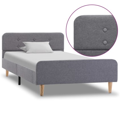 Cadre de lit sans matelas gris clair tissu 90x200 cm