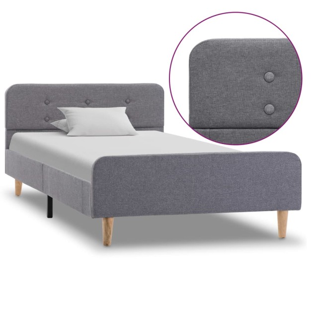 Cadre de lit sans matelas gris clair tissu 90x200 cm