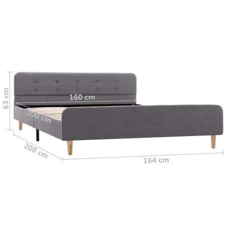 Cadre de lit sans matelas gris clair tissu 160x200 cm