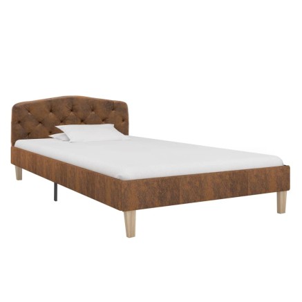 Cadre de lit sans matelas marron similicuir daim 90x200 cm 2