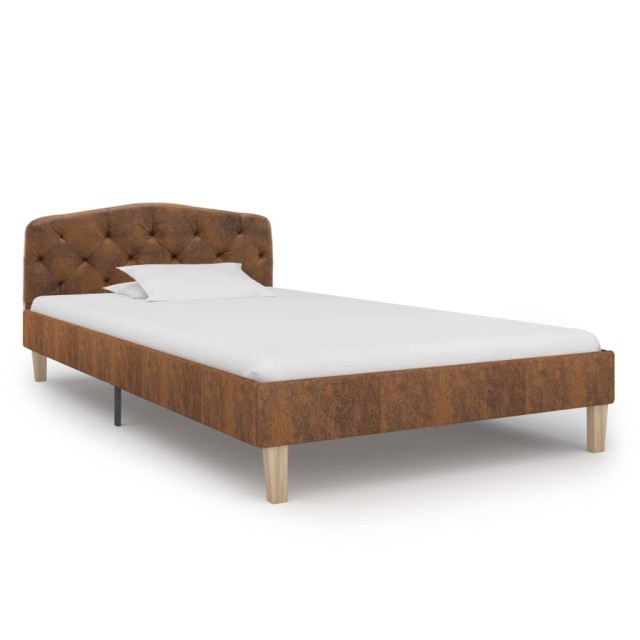 Cadre de lit sans matelas marron similicuir daim 90x200 cm
