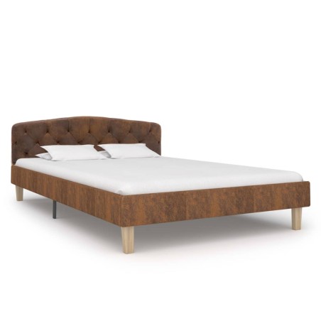 Cadre de lit sans matelas marron similicuir daim 120x200 cm