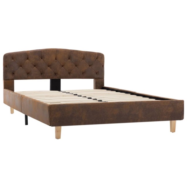 Cadre de lit sans matelas marron similicuir daim 120x200 cm