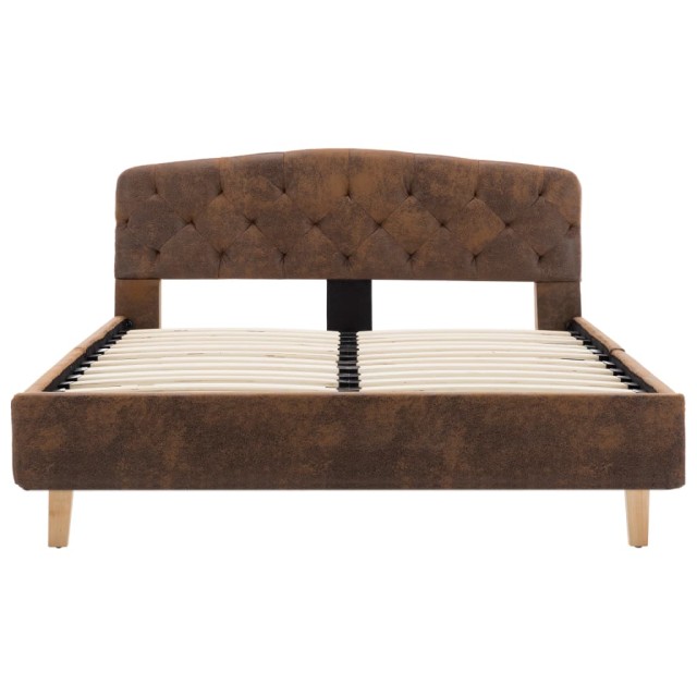 Cadre de lit sans matelas marron similicuir daim 120x200 cm