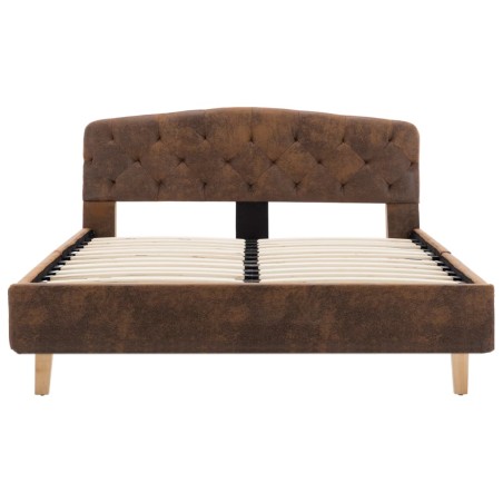 Cadre de lit sans matelas marron similicuir daim 120x200 cm
